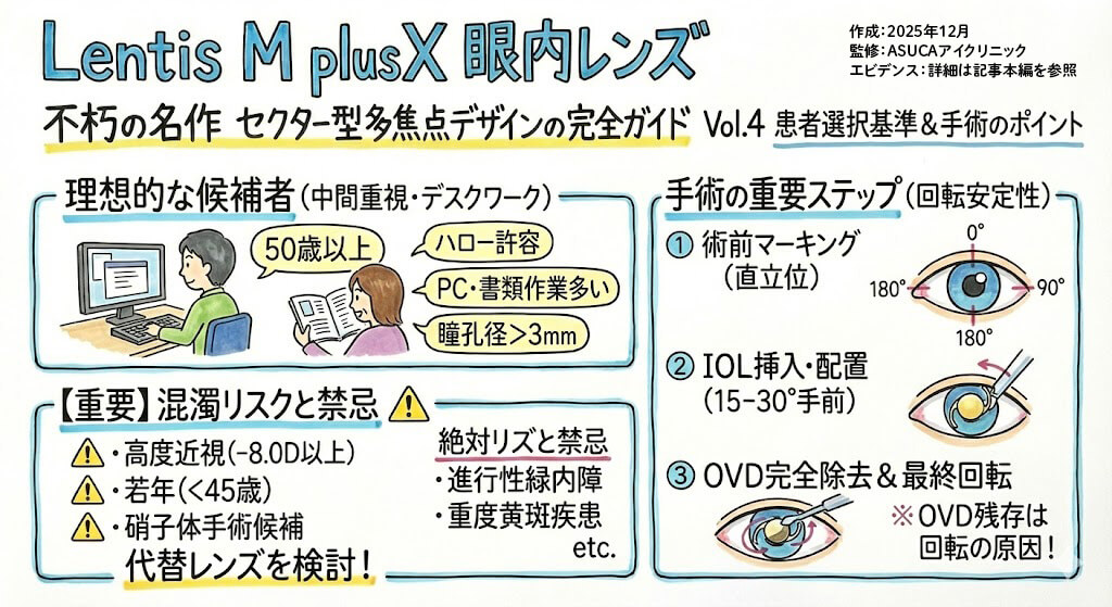 Lentis M plusXについて:患者選択基準&手術のポイント