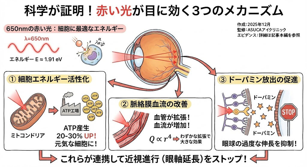 レッドライト療法とは：科学が証明！赤い光が目に効く３つのメカニズム
